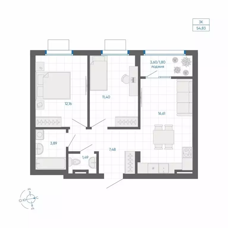 2-комнатная квартира: Челябинский городской округ, посёлок ... - Фото 2