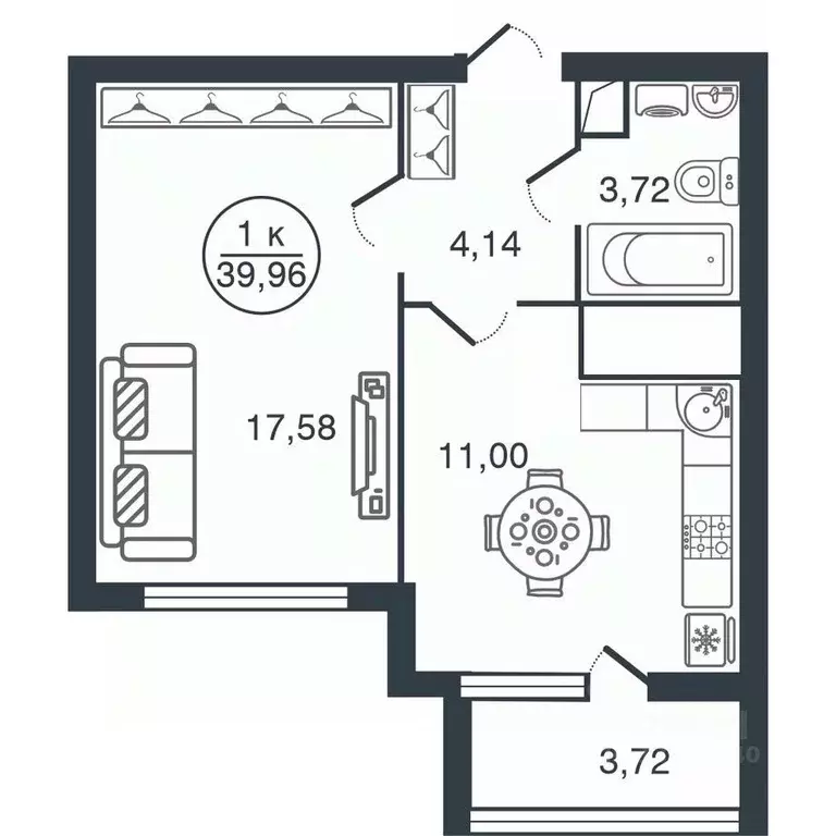 1-к кв. Тверская область, Тверь Бурашевское ш., 60 (39.96 м) - Фото 0