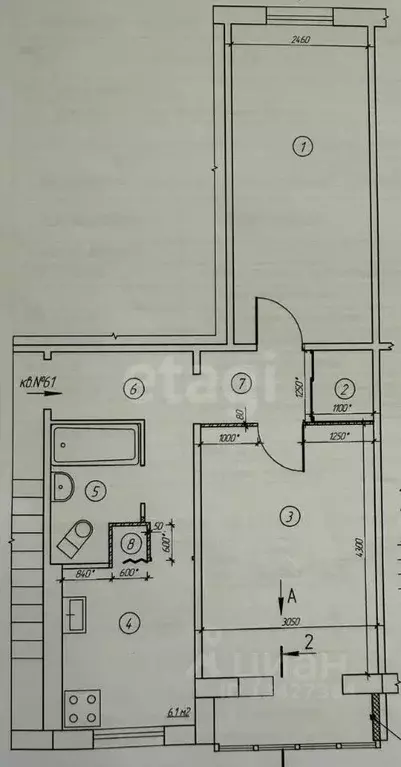 2-к кв. Курганская область, Курган ул. Тельмана, 16 (45.4 м) - Фото 1