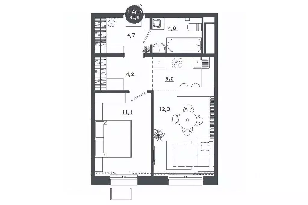1-к кв. Ханты-Мансийский АО, Нефтеюганск 9А мкр, 4/1 (41.8 м) - Фото 1
