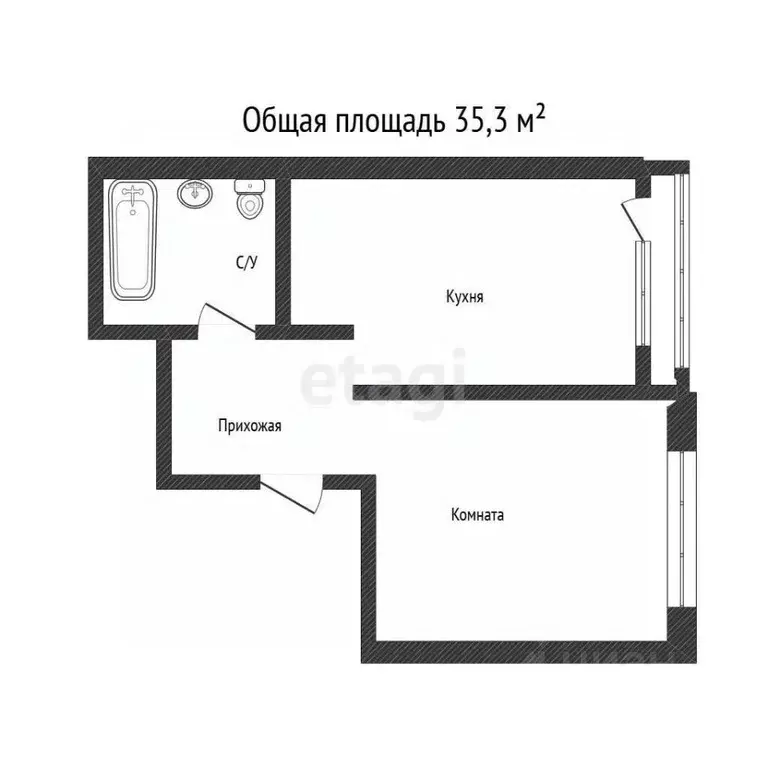 1-к кв. Иркутская область, Иркутск ул. Багратиона, 48А (35.3 м) - Фото 0