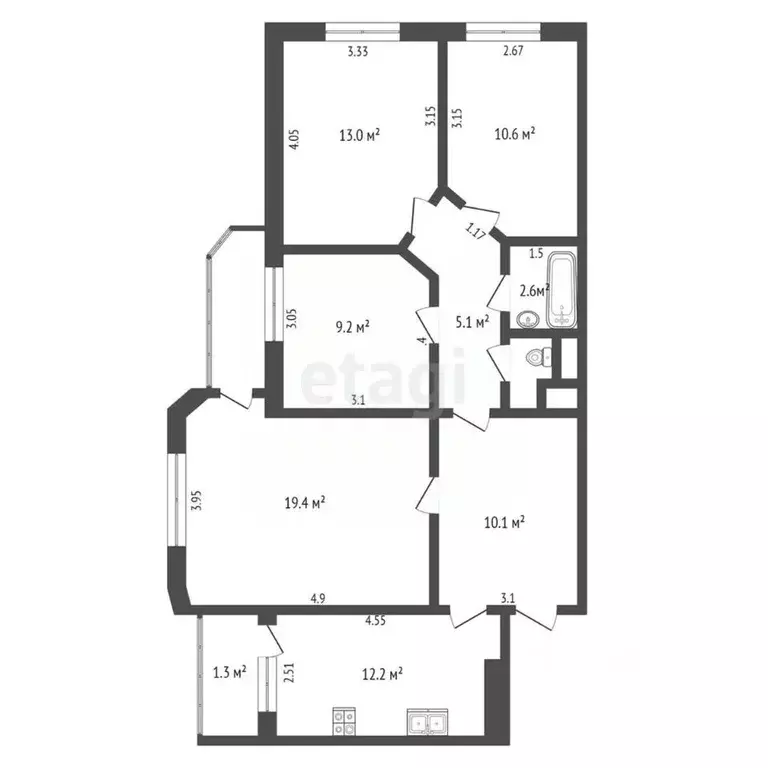 4-к кв. Мордовия, Саранск ул. Косарева, 13/2 (85.7 м) - Фото 1