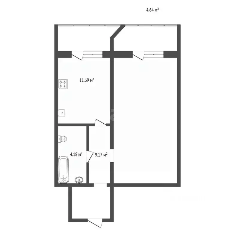 1-к кв. Амурская область, Благовещенск ул. Фрунзе, 91 (61.0 м) - Фото 2