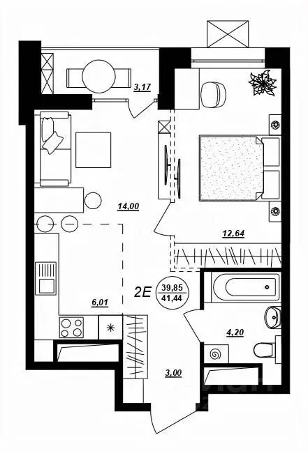2-к кв. Хабаровский край, Хабаровск ул. Демьяна Бедного (41.44 м) - Фото 1