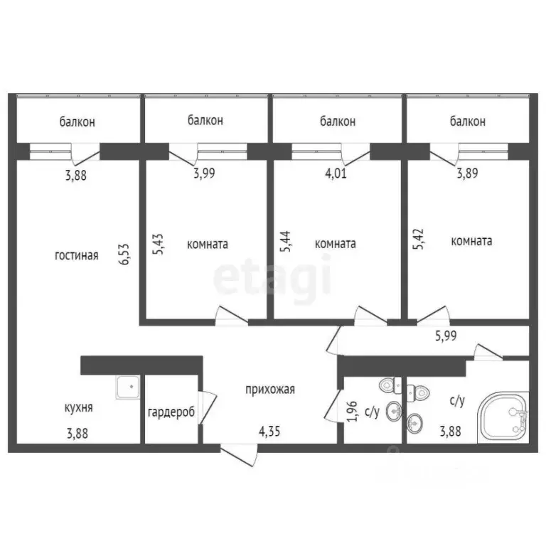 4-к кв. Красноярский край, Красноярск Северный мкр, пер. ... - Фото 2