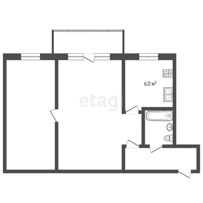 2-комнатная квартира: Самара, переулок Тургенева, 23 (42.8 м) - Фото 1