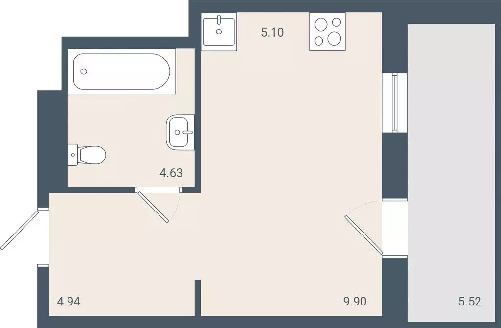 1-комнатная квартира: Батайск, улица Крупской, 5Б (26.2 м) - Фото 0