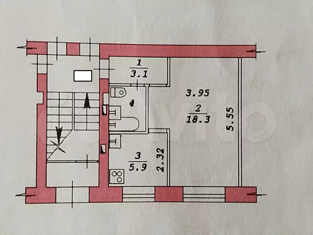 1-к. квартира, 30,4 м, 1/5 эт. - Фото 0