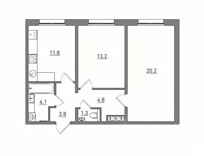 2-к кв. Кировская область, Киров ул. Чистопрудненская, 13А (59.2 м) - Фото 1