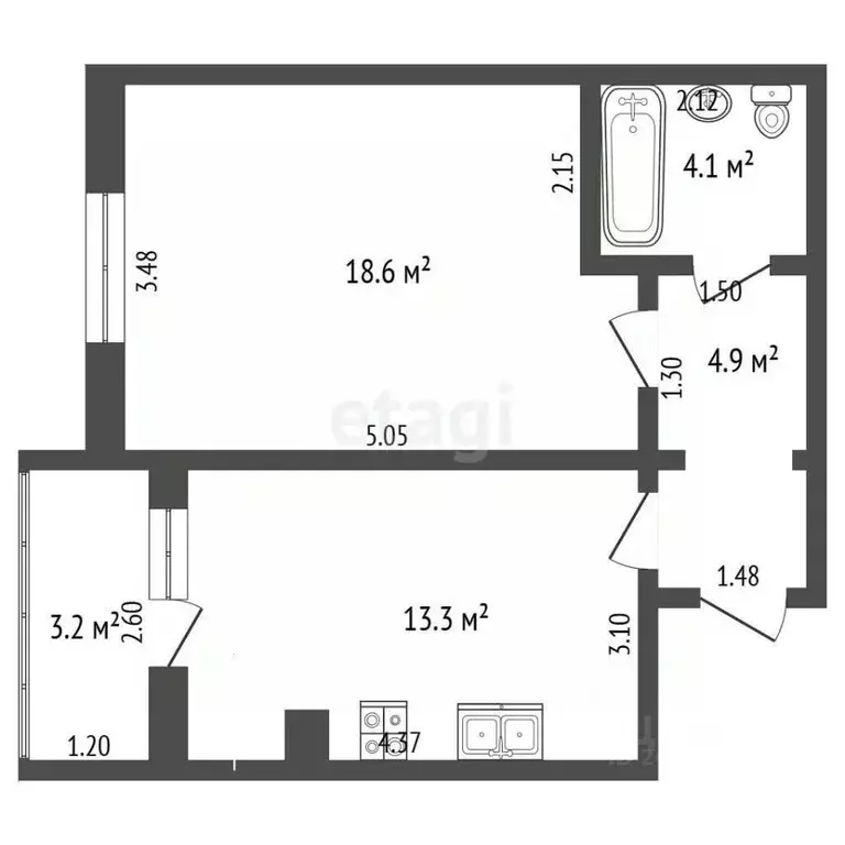 1-к кв. Севастополь просп. Античный, 20б (44.1 м) - Фото 2