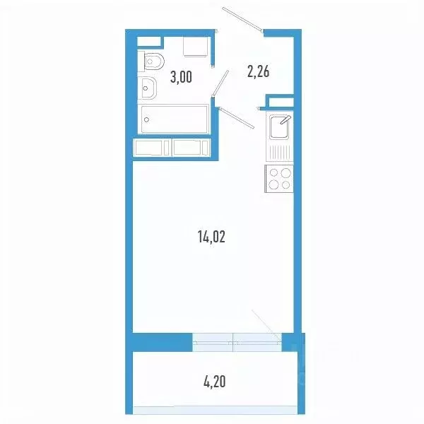 Студия Санкт-Петербург пос. Шушары,  (20.54 м) - Фото 0