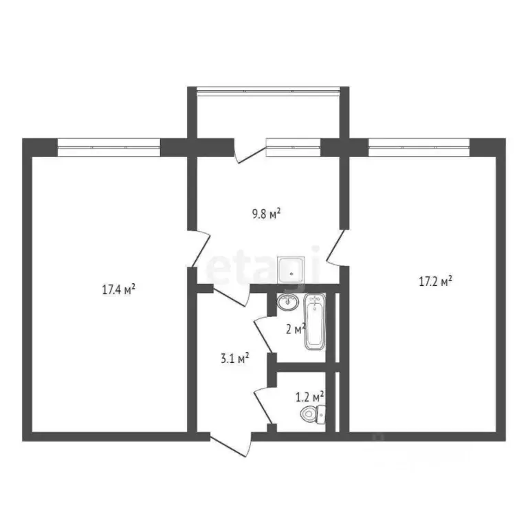 2-к кв. Кемеровская область, Полысаево г. Ленинск-Кузнецкий ... - Фото 1