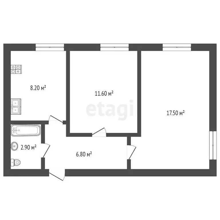 2-комнатная квартира: Севастополь, Одесская улица, 23 (46.5 м) - Фото 0