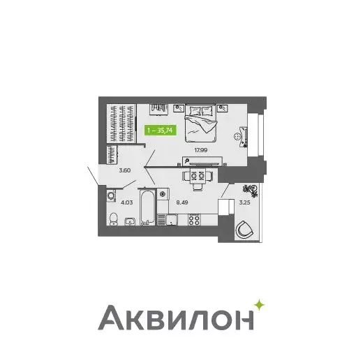 1-комнатная квартира: Архангельская область, Северодвинск (35.74 м) - Фото 0