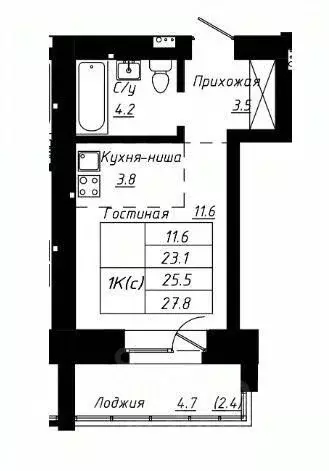 1-к кв. Алтайский край, Барнаул ул. Имени В.Т. Христенко, 2к4 (28.0 м) - Фото 1