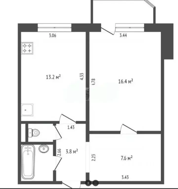 1-к кв. Тюменская область, Тюмень ул. Московский Тракт, 165 (43.0 м) - Фото 1