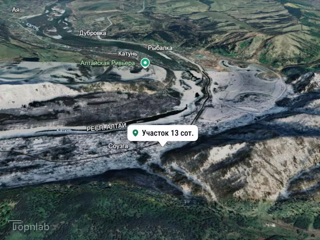 Участок в Алтай, Майминский район, с. Соузга Айская ул., 12 (13.0 ... - Фото 1