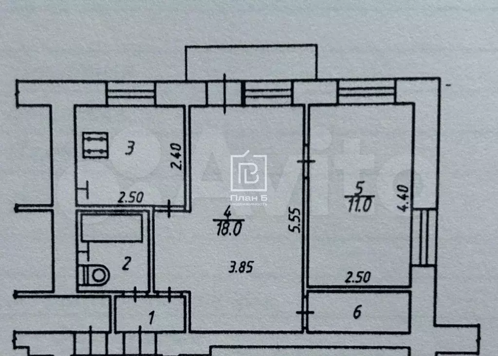 2-к. квартира, 42,4 м, 4/5 эт. - Фото 0