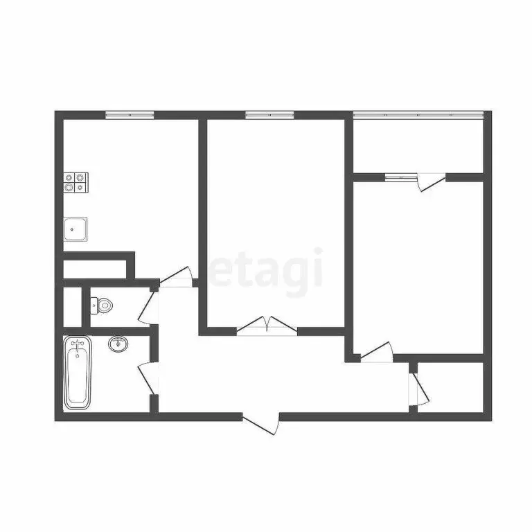 2-комнатная квартира: Тула, Новомосковская улица, 23 (50 м) - Фото 1