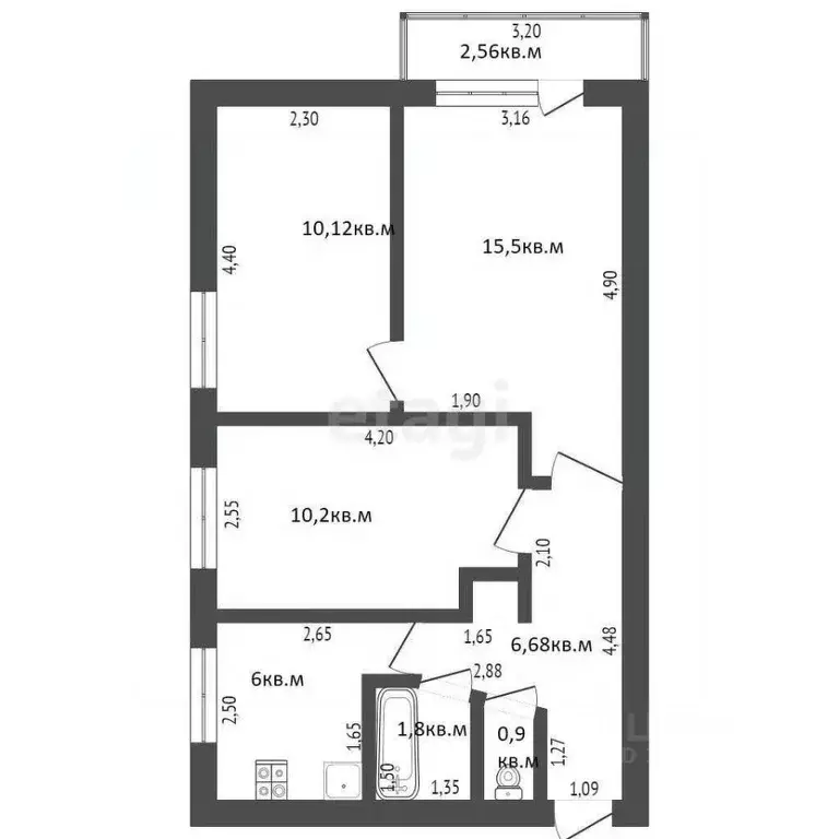 3-к кв. Башкортостан, Стерлитамак Коммунистическая ул., 3 (51.2 м) - Фото 1