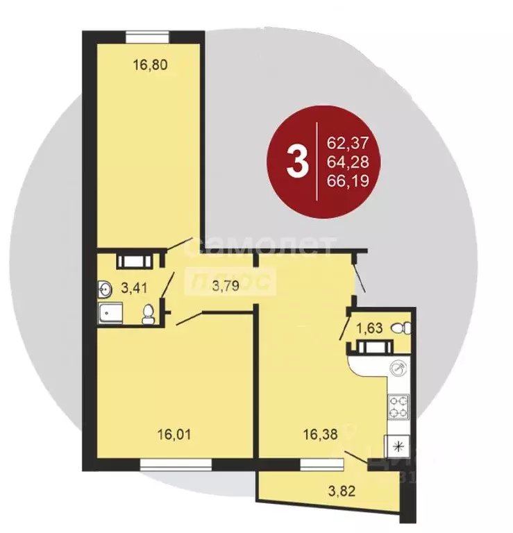 2-к кв. Челябинская область, Челябинский городской округ, пос. ... - Фото 1