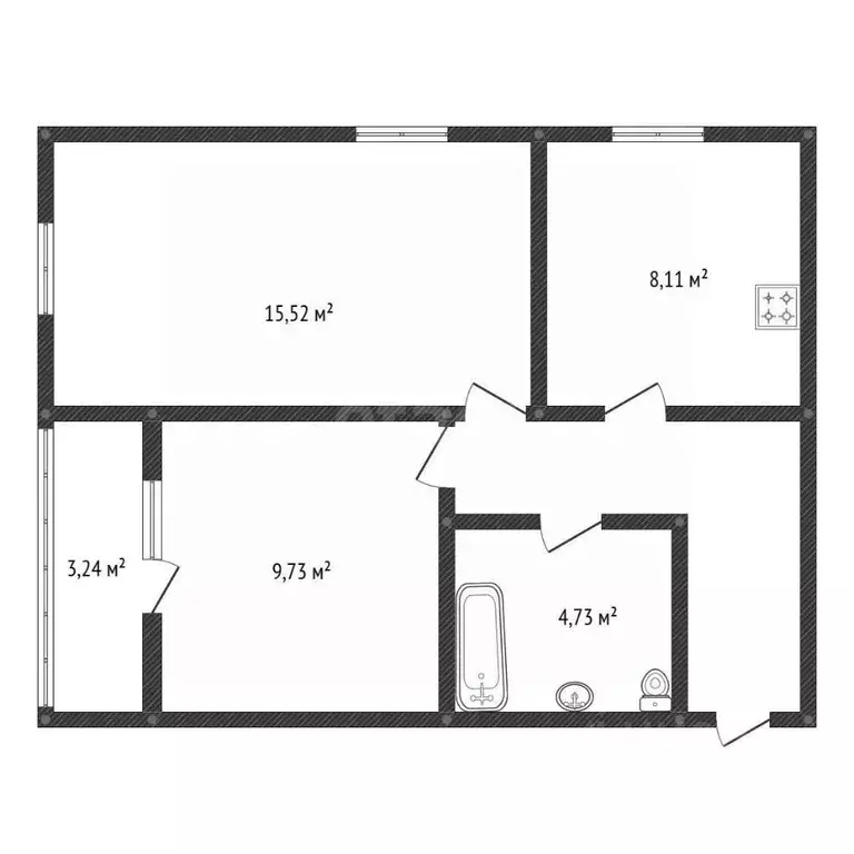 2-к кв. Башкортостан, Уфа ул. Менделеева, 104 (48.0 м) - Фото 1