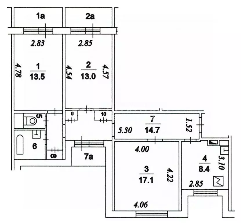 3-к кв. Москва ул. Менжинского, 23К1 (72.0 м) - Фото 2