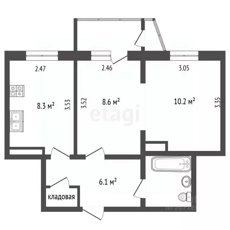 2-к кв. Камчатский край, Петропавловск-Камчатский ул. Маршала Блюхера, ... - Фото 2