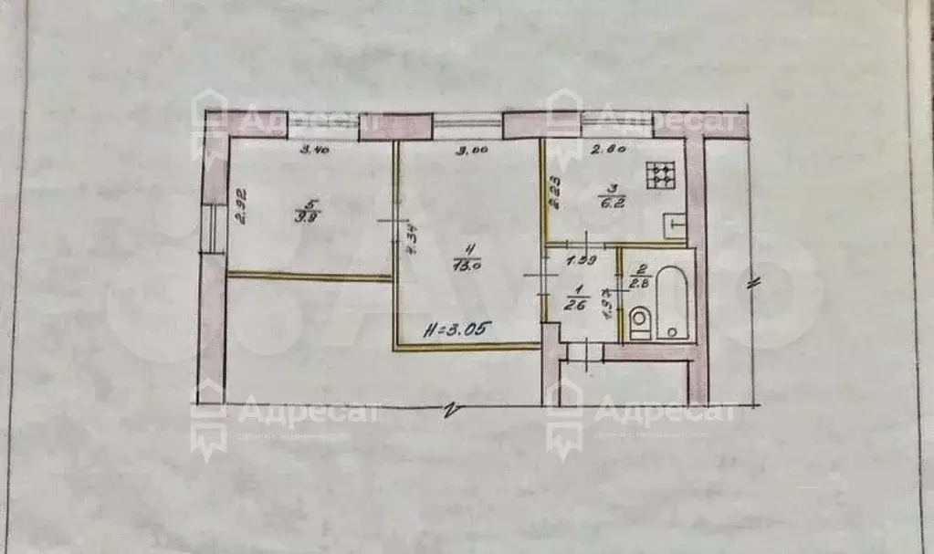 2-к. квартира, 34,5 м, 1/4 эт. - Фото 0