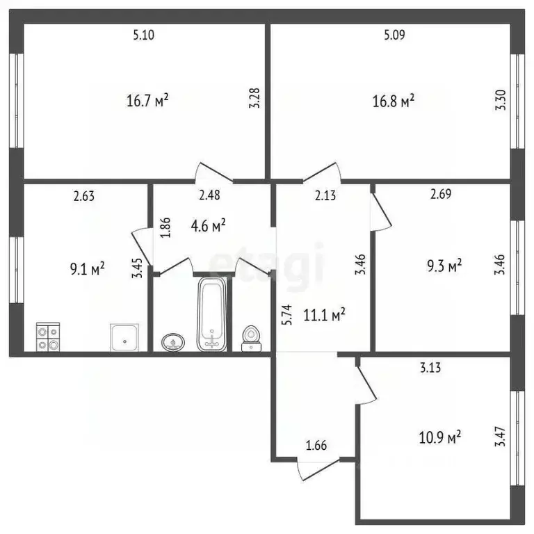 4-к кв. Ямало-Ненецкий АО, Тарко-Сале Пуровский район, Геолог мкр, 15 ... - Фото 2