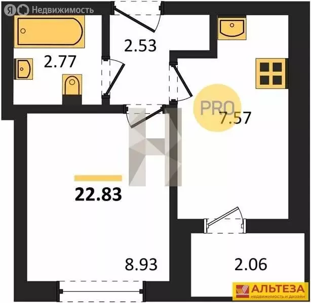 1-комнатная квартира: Пионерский, улица Гептнера, 19 (22.83 м) - Фото 0