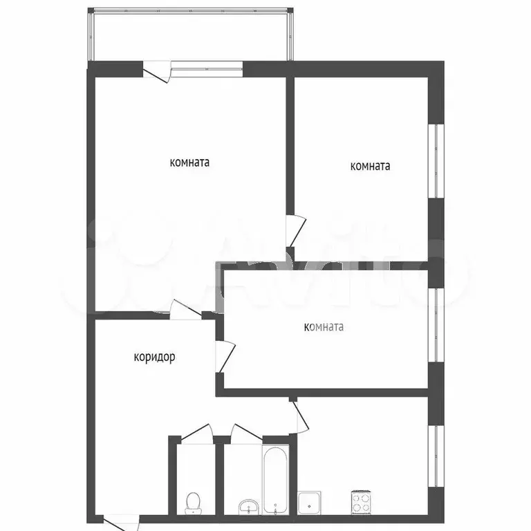 3-к. квартира, 51,3 м, 1/5 эт. - Фото 0