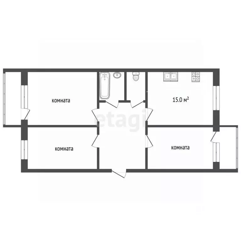3-к кв. Вологодская область, Сокол Советская ул., 74 (67.7 м) - Фото 2