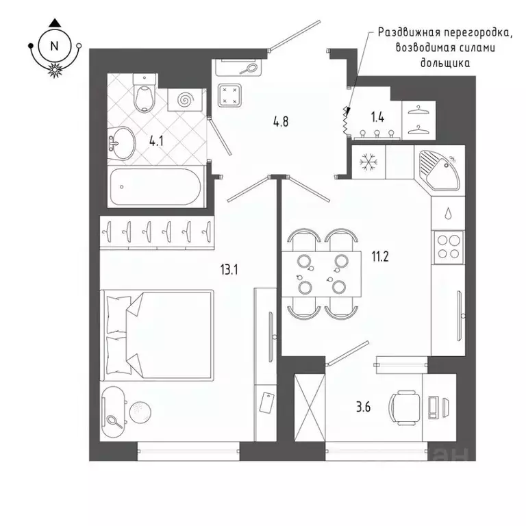 1-к кв. Санкт-Петербург бул. Измайловский, 9 (36.4 м) - Фото 0