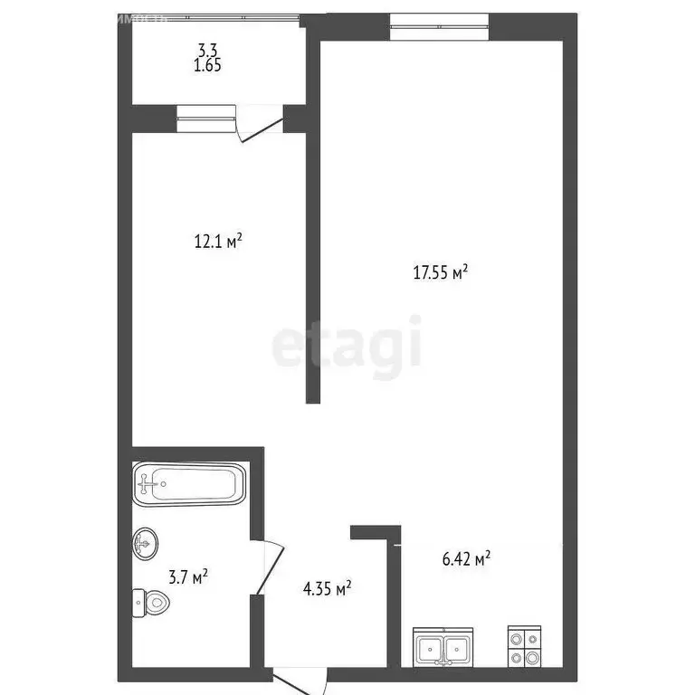1-комнатная квартира: Батайск, улица Энгельса, 182 (44.5 м) - Фото 0