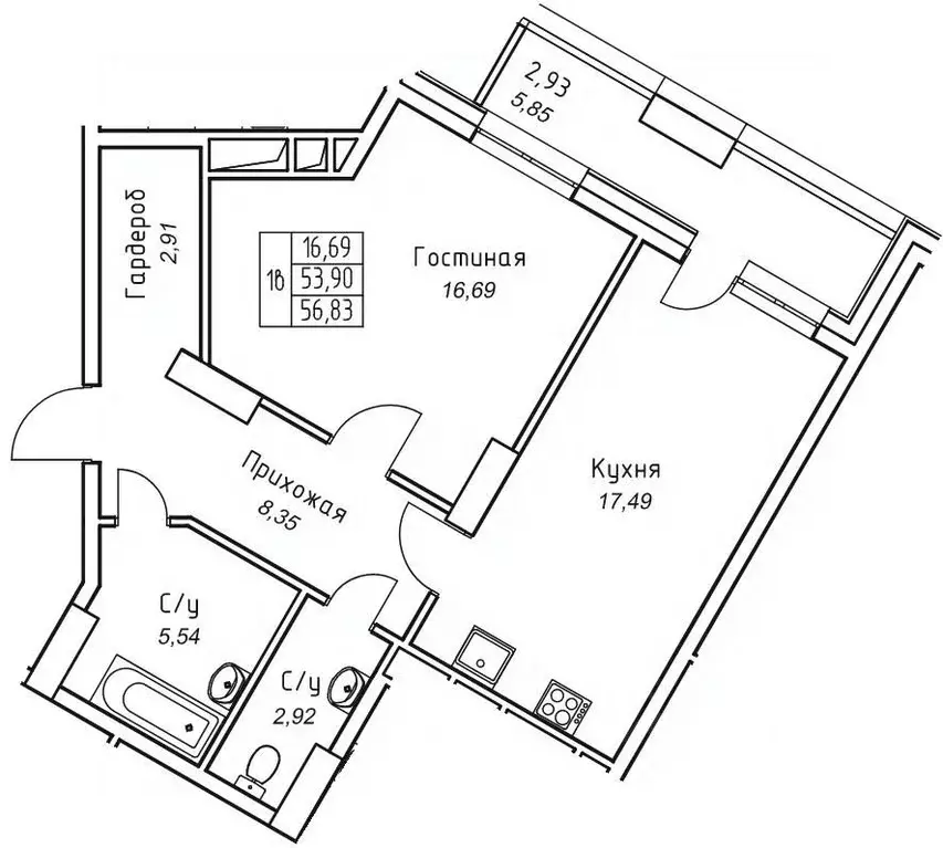 1-к кв. Саха (Якутия), Якутск 11-й кв-л,  (56.83 м) - Фото 1