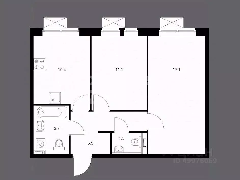 2-к кв. Московская область, Люберцы ул. 8 Марта, 12к1 (50.3 м) - Фото 2