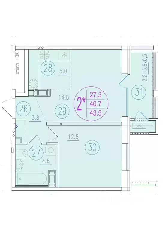 2-к кв. Ростовская область, Ростов-на-Дону Благодатная ул., 164 (43.5 ... - Фото 1