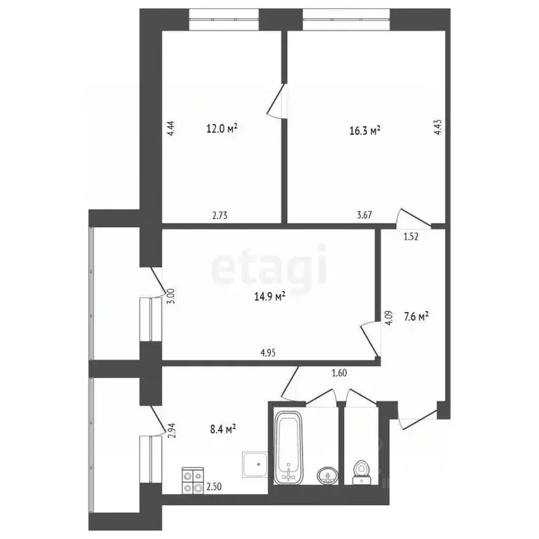 3-к кв. Московская область, Люберцы Инициативная ул., 69 (62.9 м) - Фото 2