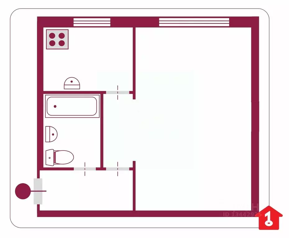 1-к кв. Омская область, Омск ул. Чкалова, 33 (31.1 м) - Фото 2