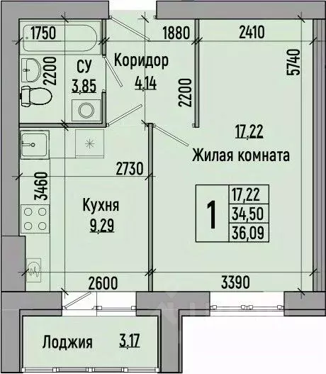 1-к кв. Волгоградская область, Волгоград Долина-2 жилрайон,  (36.09 м) - Фото 0