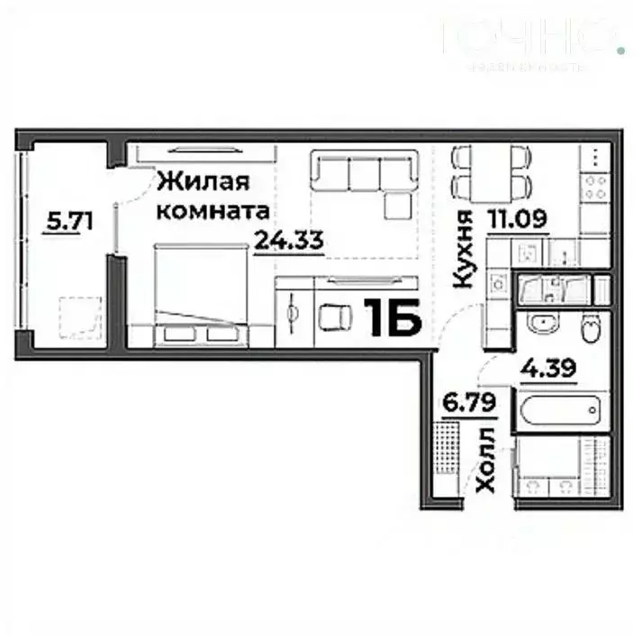 Студия Пензенская область, Пенза ул. Лозицкой, 1А (49.46 м) - Фото 0