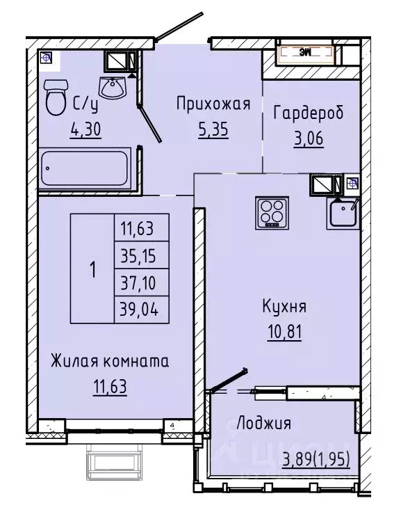 1-к кв. Ростовская область, Ростов-на-Дону ул. Текучева, 370/3 (37.1 ... - Фото 0