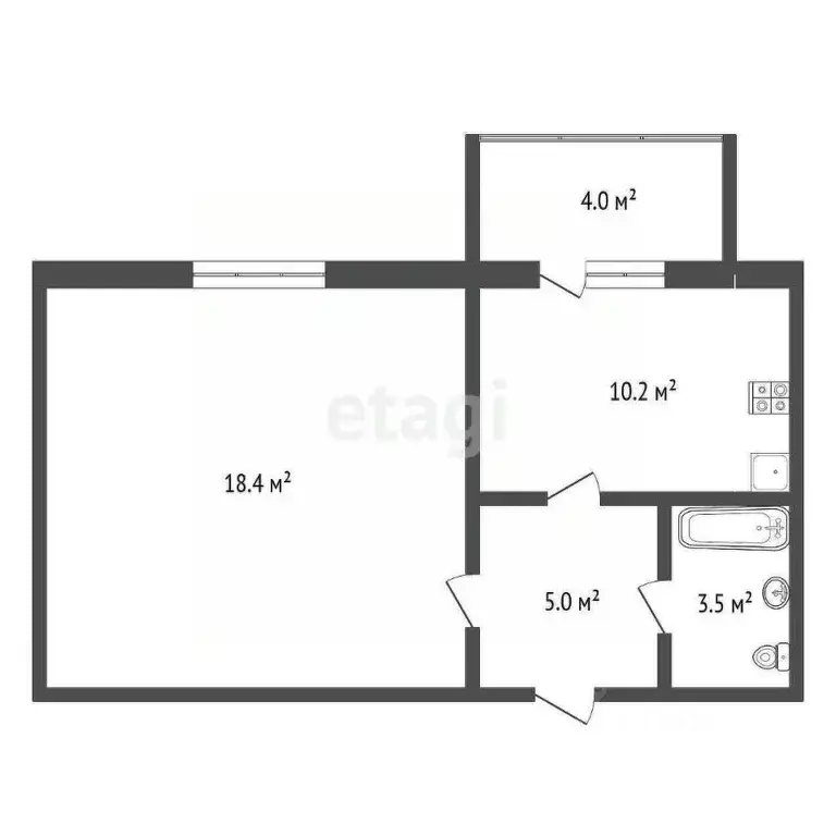 1-к кв. Башкортостан, Стерлитамак ул. Строителей, 8 (35.8 м) - Фото 2