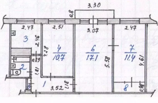 3-к кв. Кемеровская область, Новокузнецк ул. Клименко, 23 (56.7 м) - Фото 1