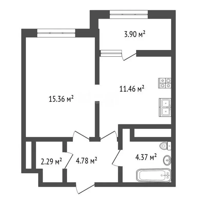 1-комнатная квартира: Дубна, район Большая Волга (42.16 м) - Фото 1