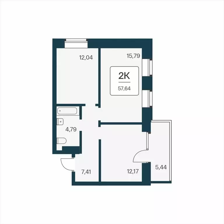 2-комнатная квартира: Новосибирск, ЖК Сакура Парк (57.64 м) - Фото 0