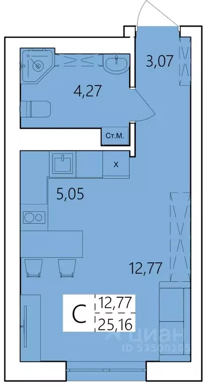 Студия Башкортостан, Уфа ул. Пожарского, 237 (25.16 м) - Фото 1