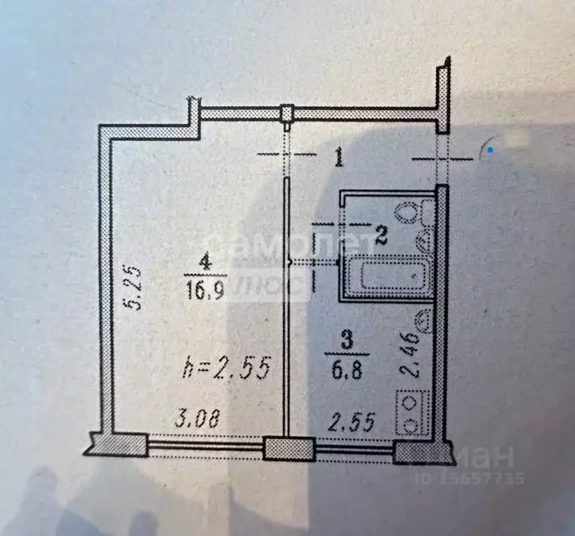 1-к кв. Омская область, Омск Семиреченская ул., 134 (30.8 м) - Фото 2