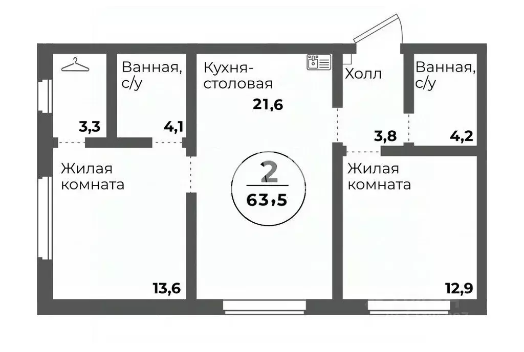 2-к кв. Челябинская область, Челябинск Комсомольский просп., 145 (63.5 ... - Фото 2